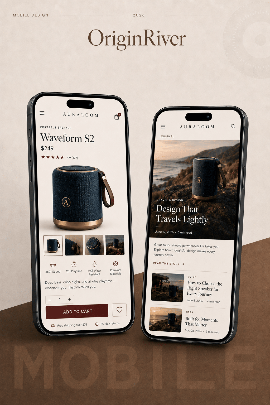 Auraloom 移动端产品页与 Journal 文章页